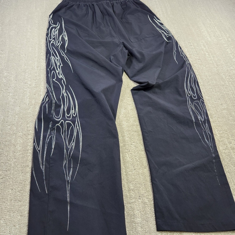 Breathe Divinity Track Pants Men Medium Dark Shadow Tribal Uncuffed Nylon Woven - Picture 11 of 12